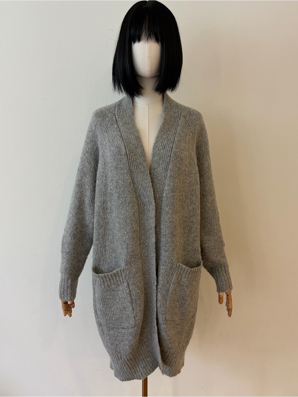 Kendall + Kylie Grey Mohair Alpaca Longline Knit Cardigan M/L⁠